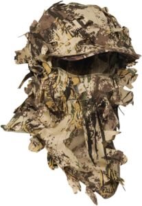 First Lite Phantom 3D Balaclava, stock mossy oak camo mask, open mouth, for turkey hunting, camo gloves and hat, good for deer, turkeys, or kid pack with glasses