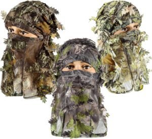 Sintege 3 Pieces Camo Hunting Face Mask, mossy oak camo mask for turkey, hat