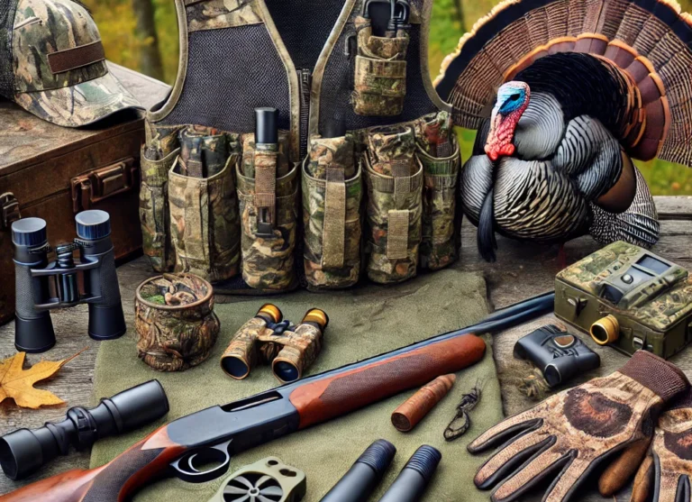 turkey hunting gear list, new hunters using locator calls, a few things to field dress, full choke is optional items